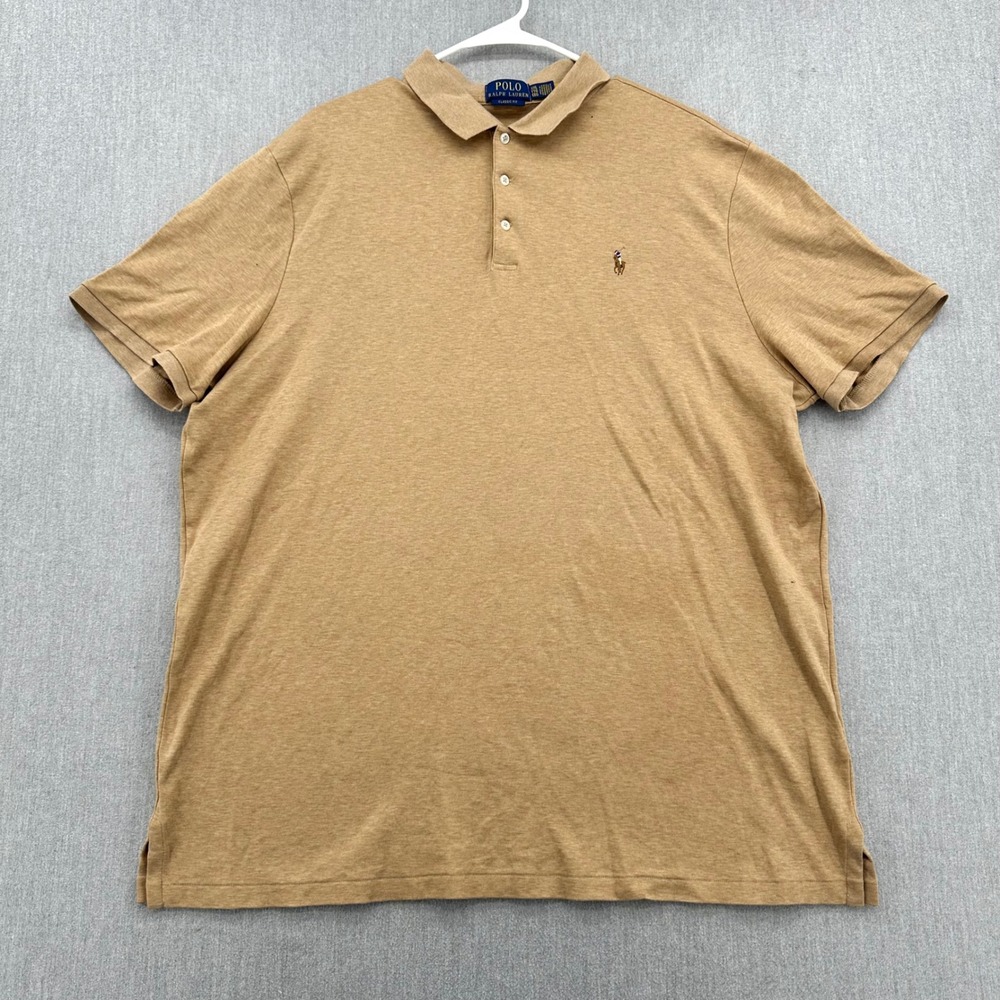 Polo Ralph Lauren Polo Shirt Mens XXL Tan Classic Fit Short Sleeve Pony Logo